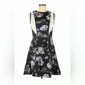 Prabal Gurung Floral Flare Dress Women’s Black White Size 6 NWT
